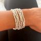 Faceted Beaded Stretchable bracelet For women, Set of 5 Pcs Silver plated